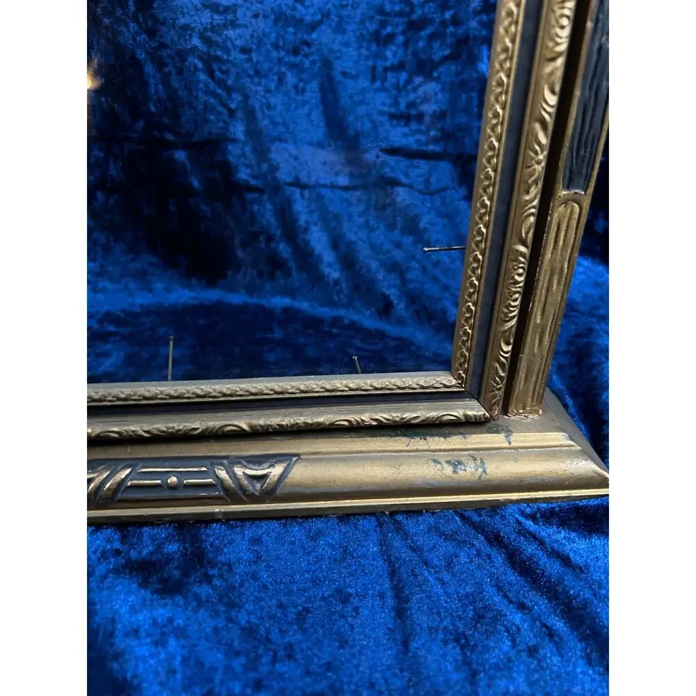 Antique Art Deco Tabletop Picture Frame – Gold & Charcoal Ornate Tilt Design